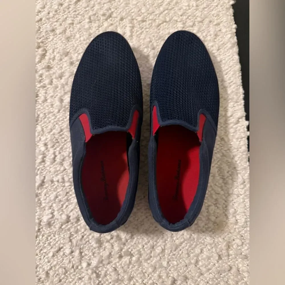 Tommy Bahama Men's Navy and Red Slip-On Canvas Loafers